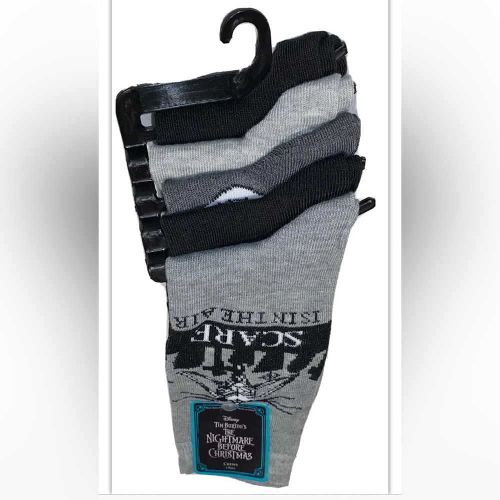 The Nightmare Before Christmas Crew Socks 5 Pair Men 6.5-12 Gray Black Jack S